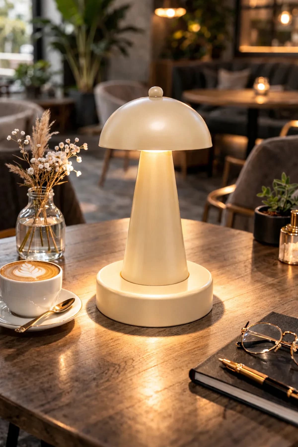 Como Model Bordo Pilli Masa Lambası Cafe Salon Yatak Odası Abajur Aç-Kapa Tuşlu