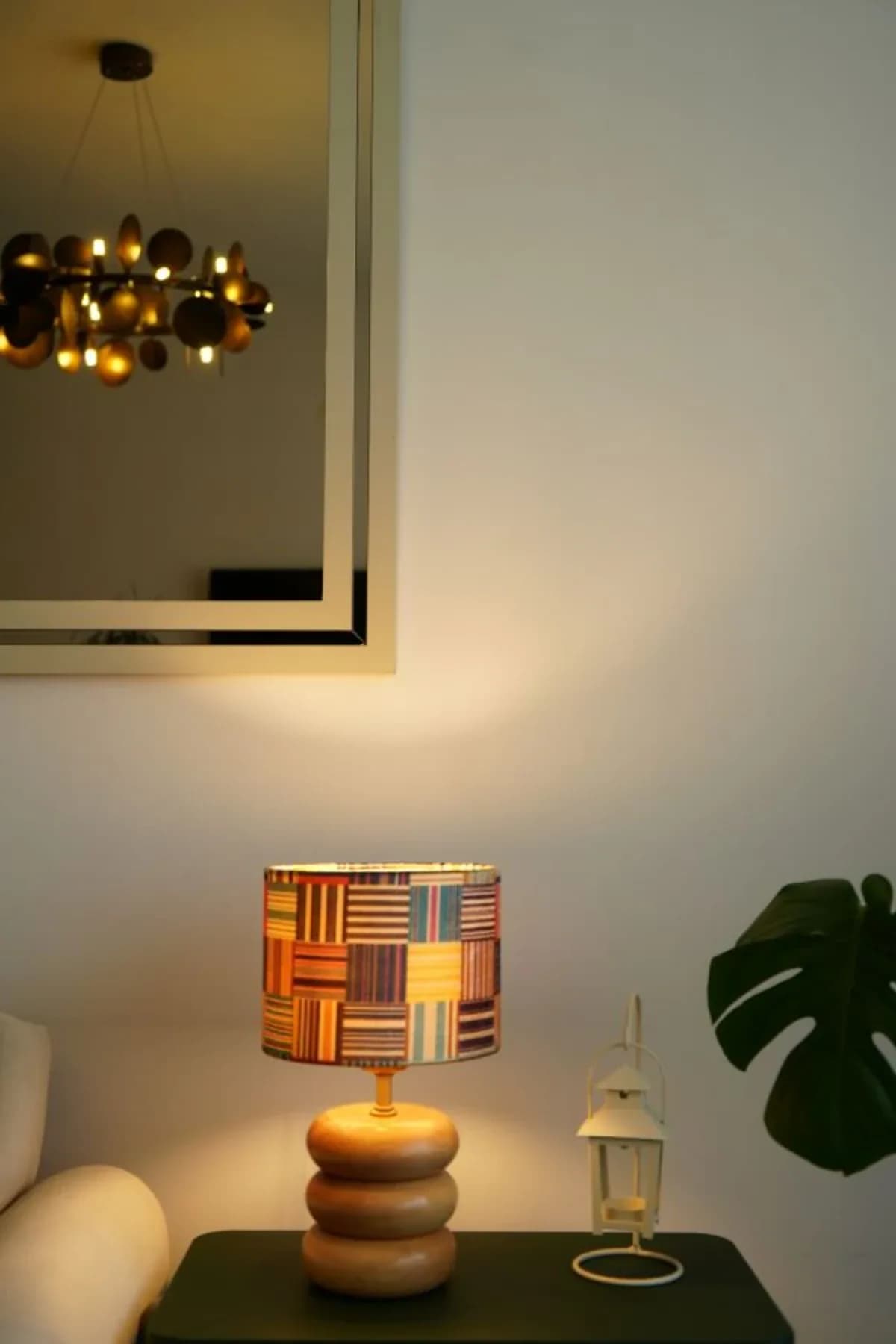 Üç Kat Silindir Deniz Börülcesi Baskı Model Silindir Kumaş Şapka Abajur Salon Yatak Odası