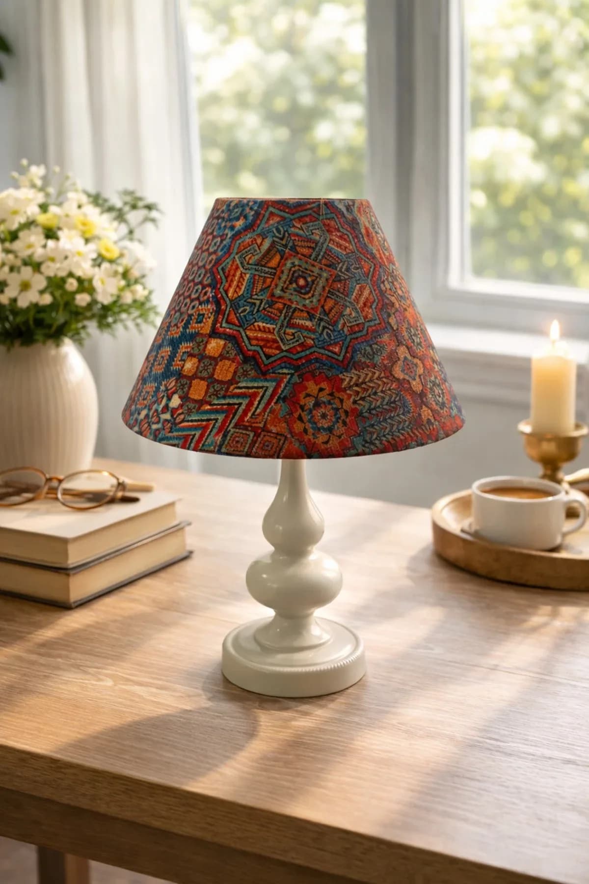 Elite Serisi Krem Ayaklı Kadife Abajur Şapkalı Masa Lambası Yatak Odası Salon Elektrik Aksanlı