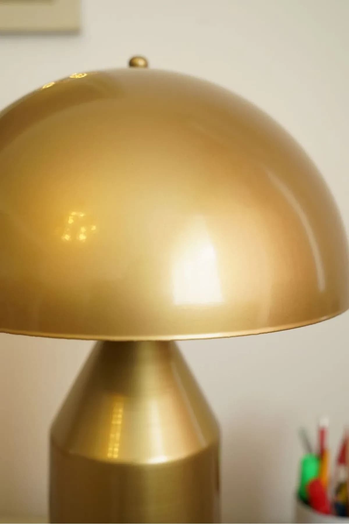 Mushroom Model Kalem Ayaklı Bordo Renkli Çalışma Masası Salon Abajur Masa Lambası