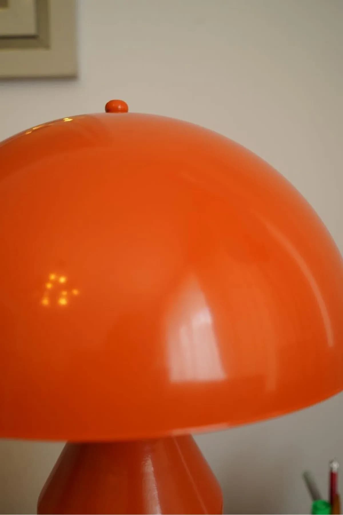 Mushroom Model Kalem Ayaklı Bordo Renkli Çalışma Masası Salon Abajur Masa Lambası