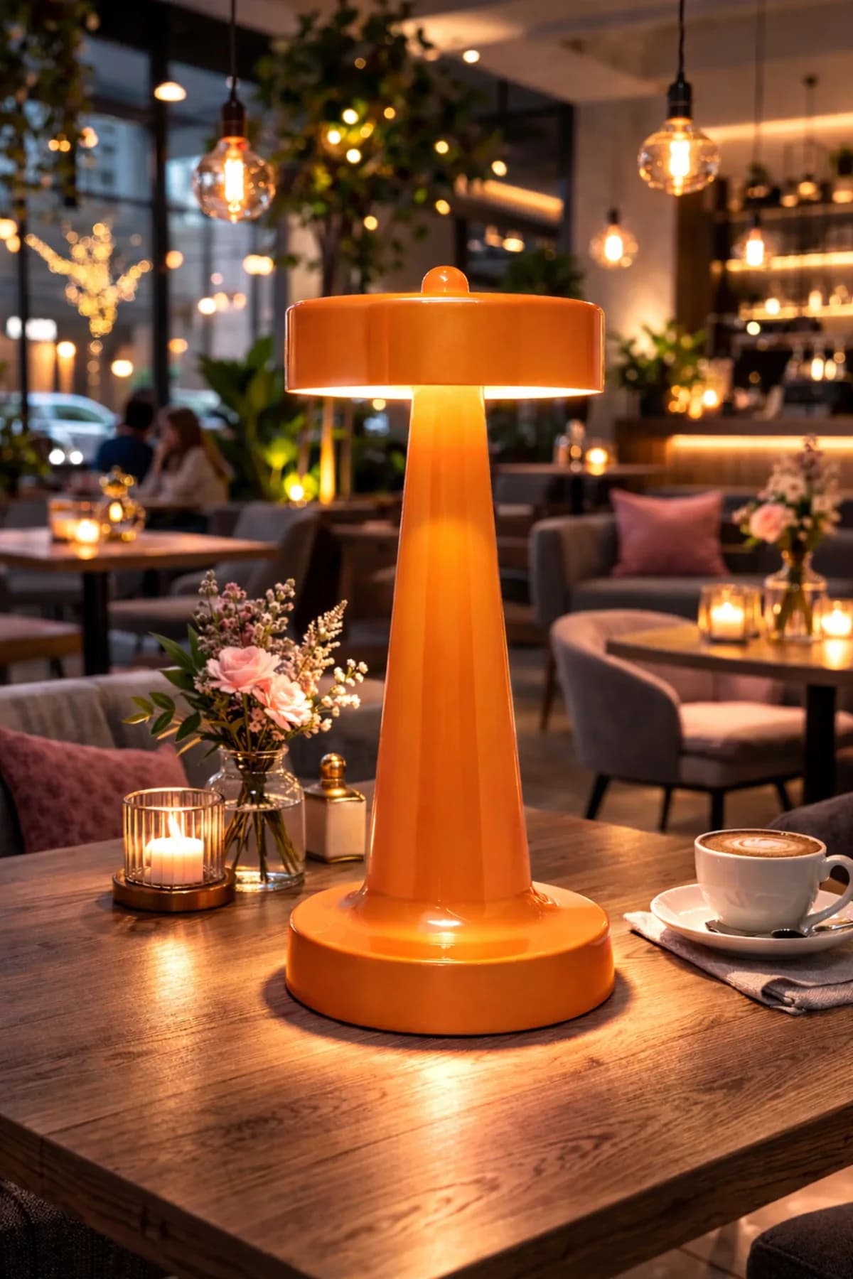 Dome Bordo Model Pilli Masa Lambası Cafe Salon Yatak Odası Proje Abajur