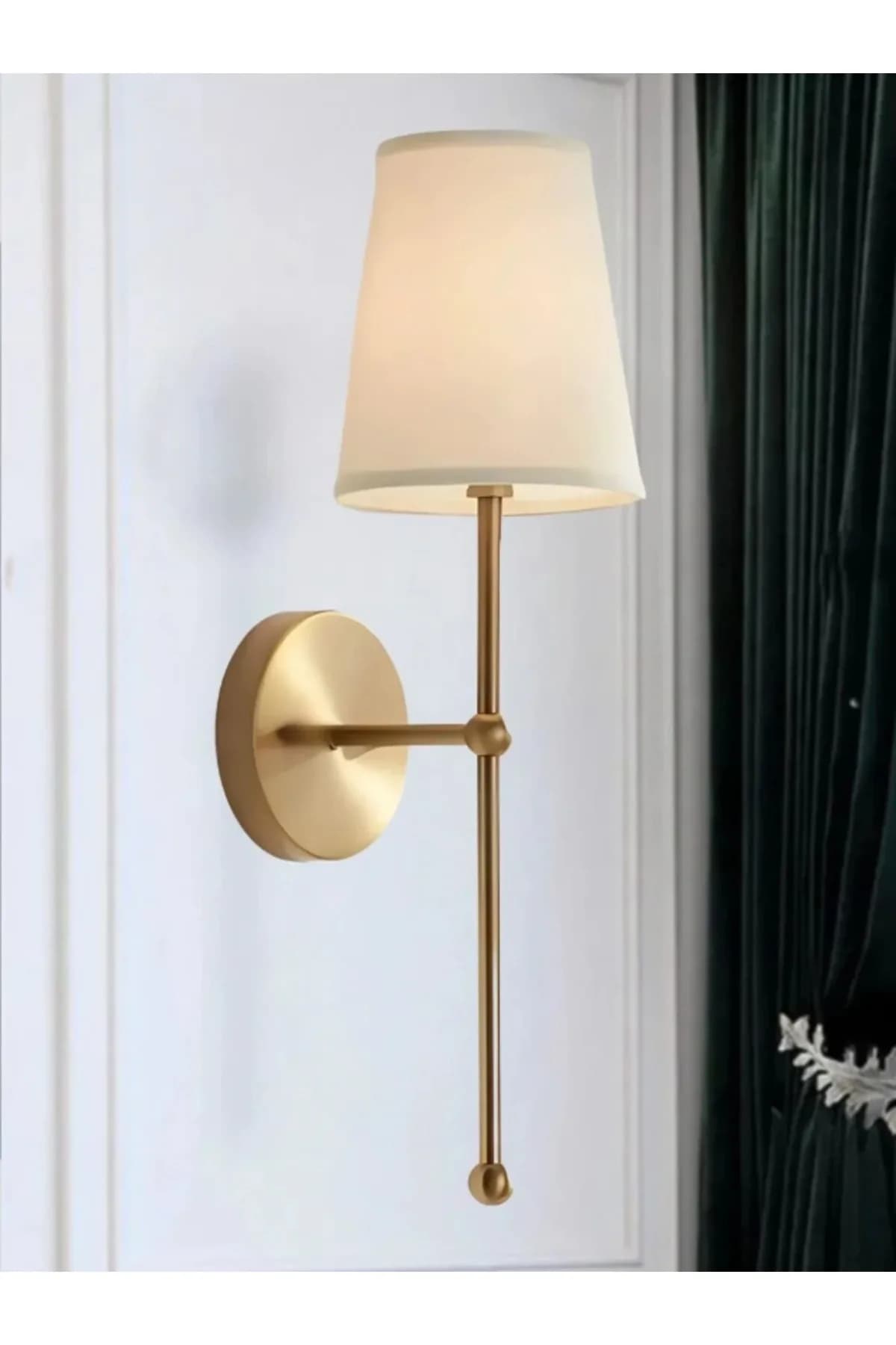 Modern Tasarım 1 Adet Duvar Ledli Pilli Aplik Tak Çalıştır Eskitme Gold Krem Abajur Beyaz Işıklı