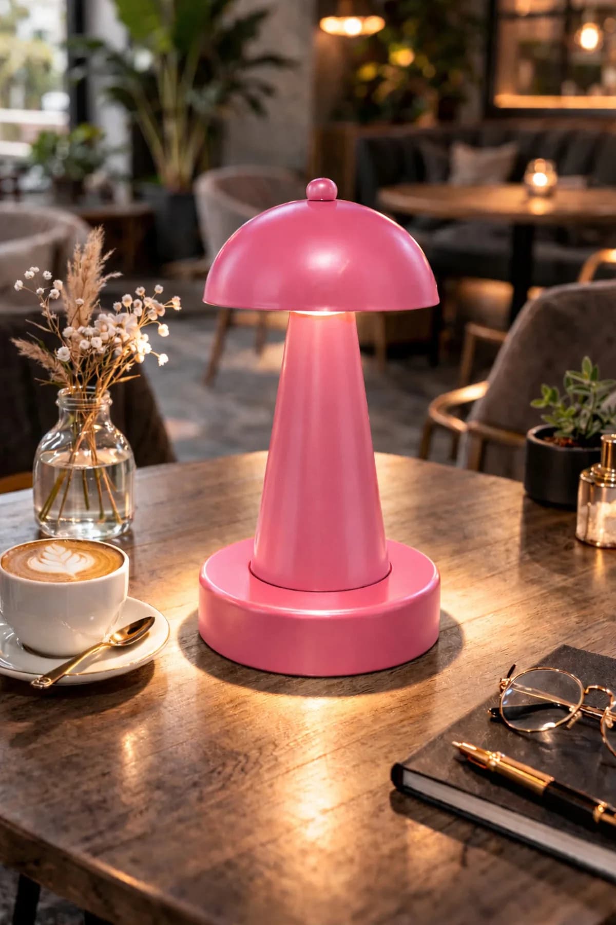 Como Model Bordo Pilli Masa Lambası Cafe Salon Yatak Odası Abajur Aç-Kapa Tuşlu