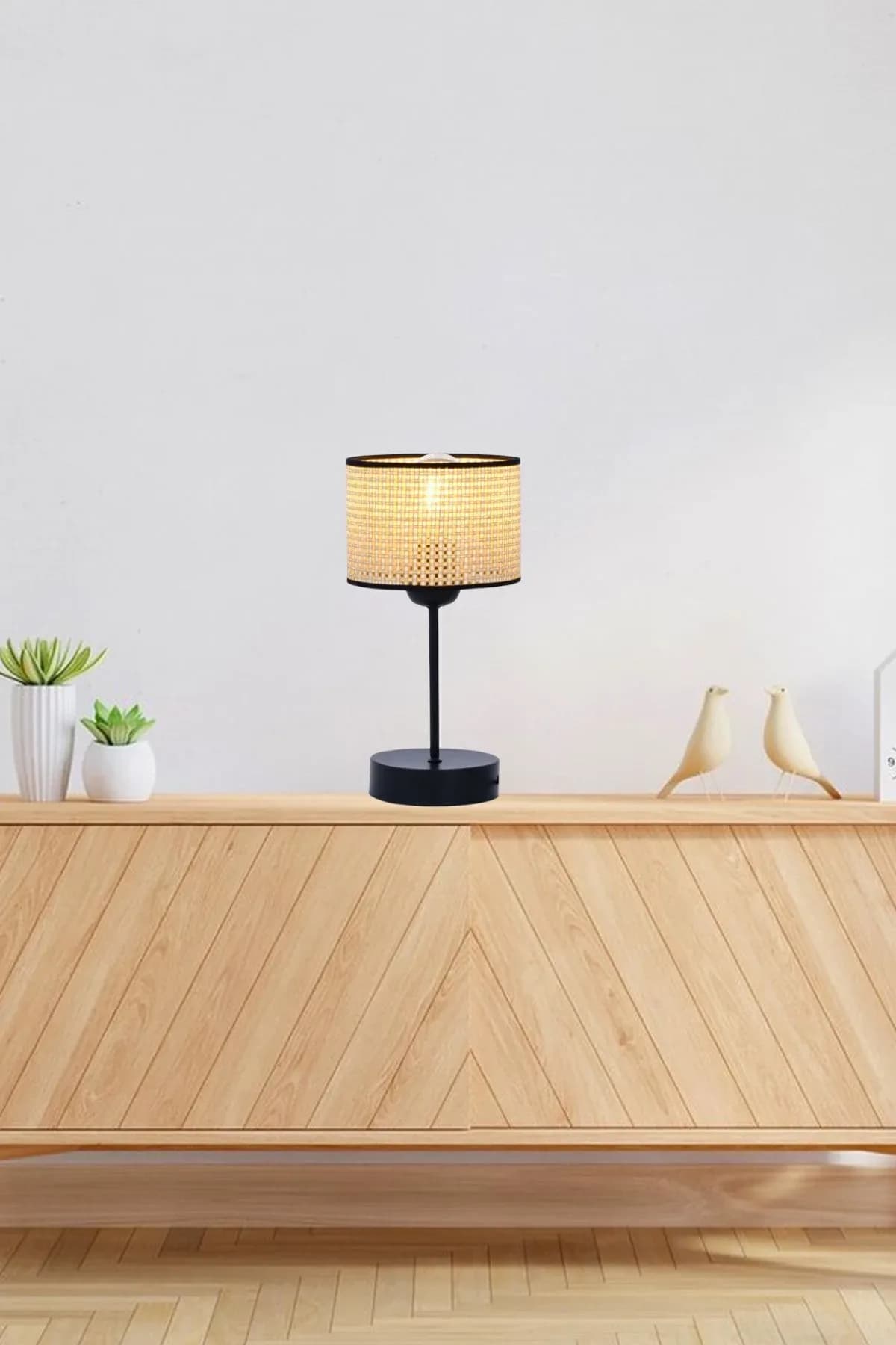 Hazeran Model Rattan Tekli Salon Yatak Odası Komidin Masa Lambası