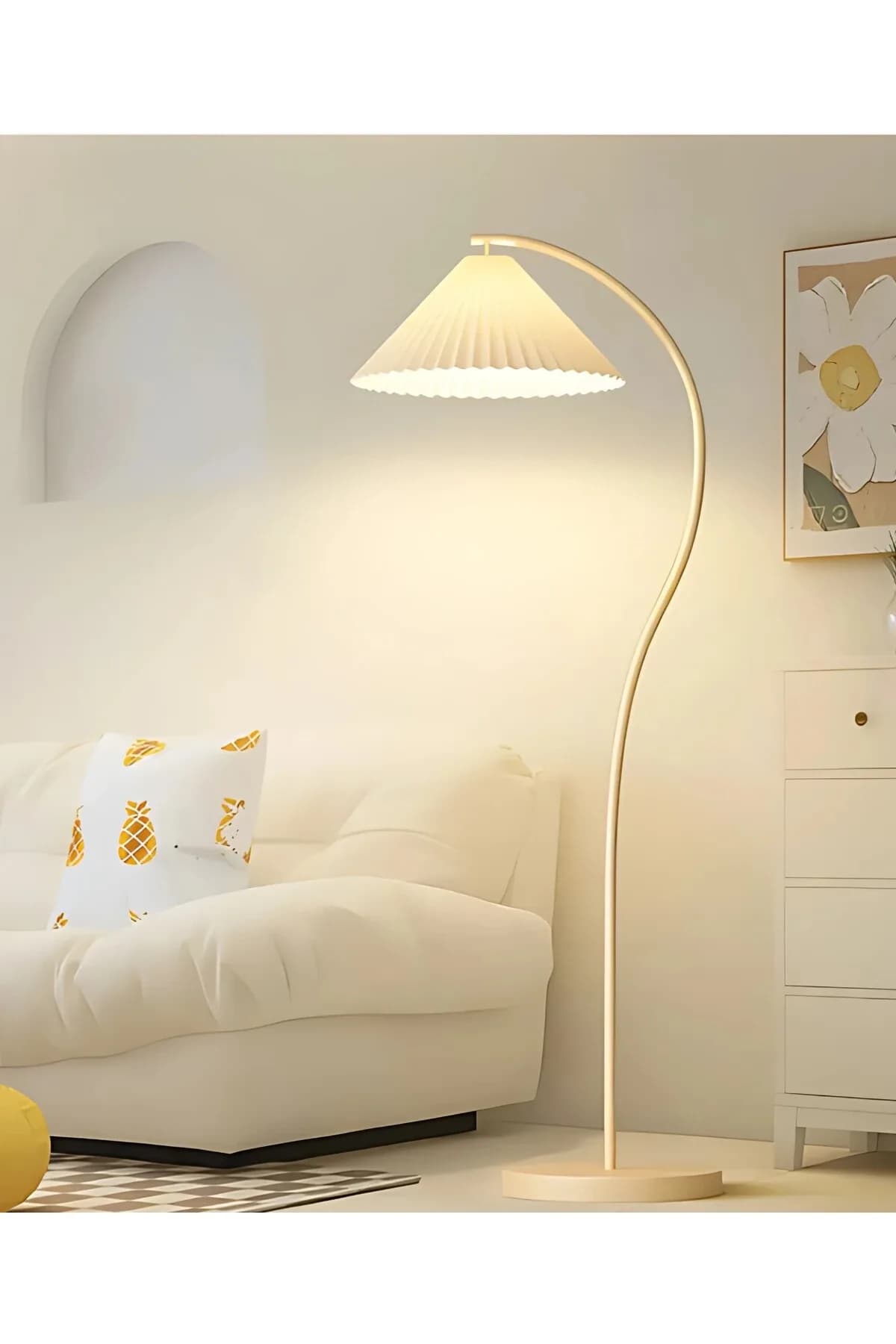 Umbrella Şapkalı Eskitme Gold Şık Modern Lambader Dekoratif Salon Yatak Odası