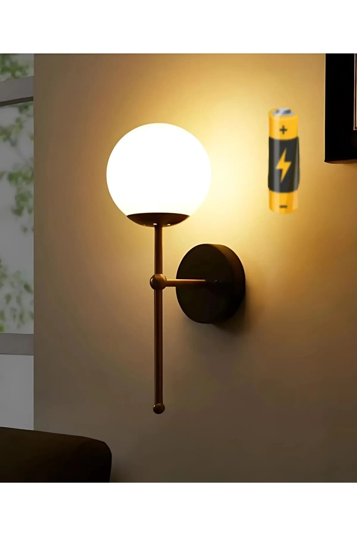 Eskitme Modern Tasarım Pilli Aplik Kablosuz Tak Çalıştır Aç Kapa Butonlu Beyaz Opal Camlı Aplik