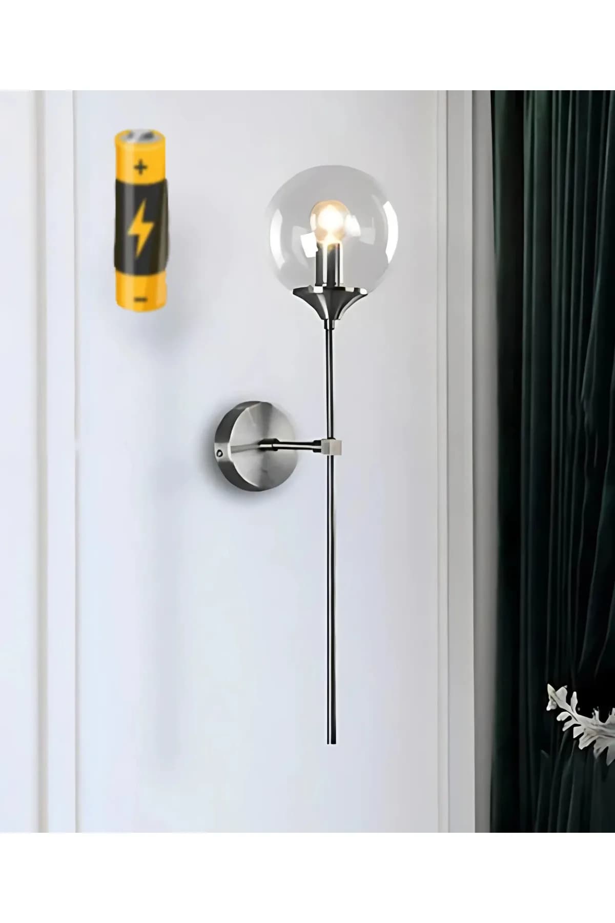 Eskitme Modern Tasarım Pilli Aplik Kablosuz Tak Çalıştır Aç Kapa Butonlu Beyaz Opal Camlı Aplik