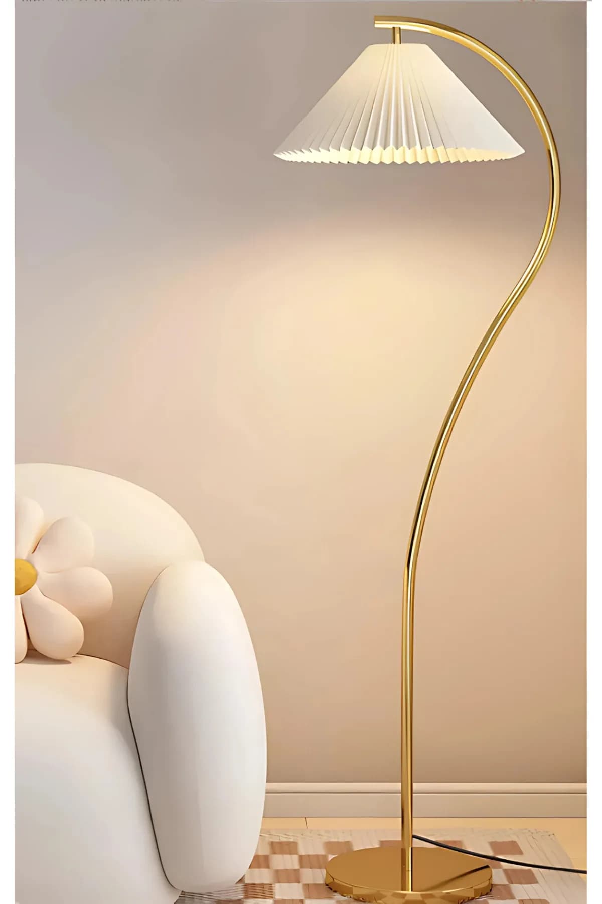 Umbrella Şapkalı Eskitme Gold Şık Modern Lambader Dekoratif Salon Yatak Odası