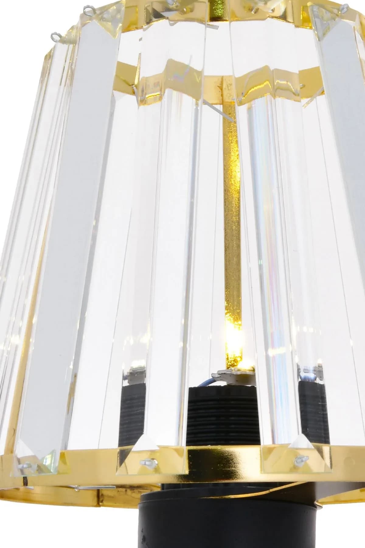 Kristal Taşlı Aç-Kapa Kablosuz Pilli Aplik Siyah Kasa Gold Kristal Duvar Aplik 1 Adet