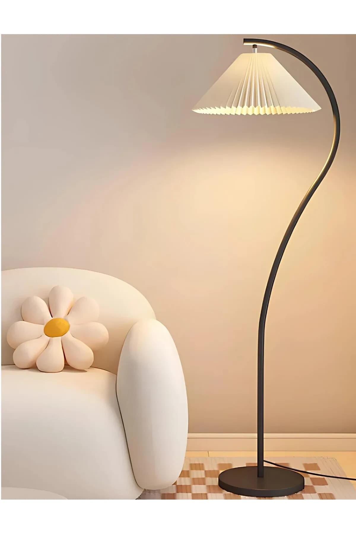 Umbrella Şapkalı Eskitme Gold Şık Modern Lambader Dekoratif Salon Yatak Odası