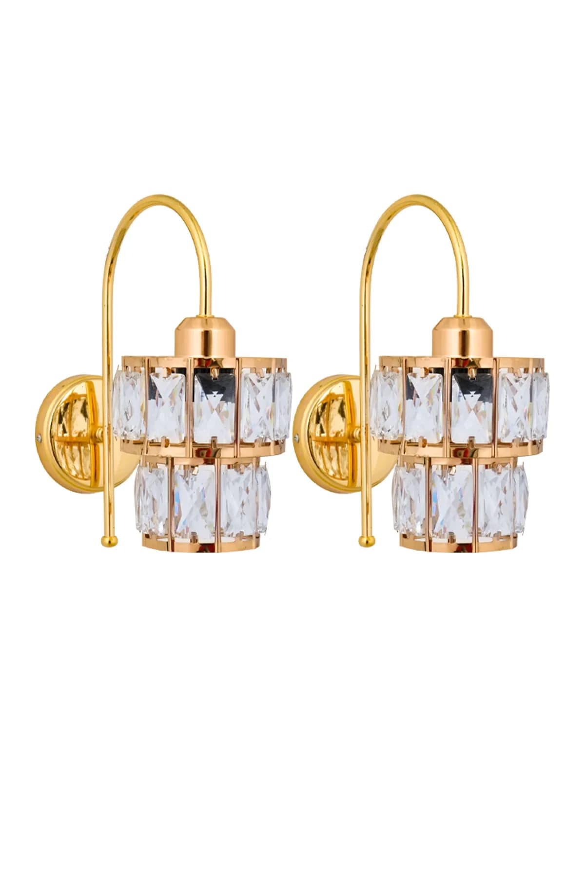 İkili Özel Kristal Taşlı Gold İki Katlı Pasta Süper Model Aplik